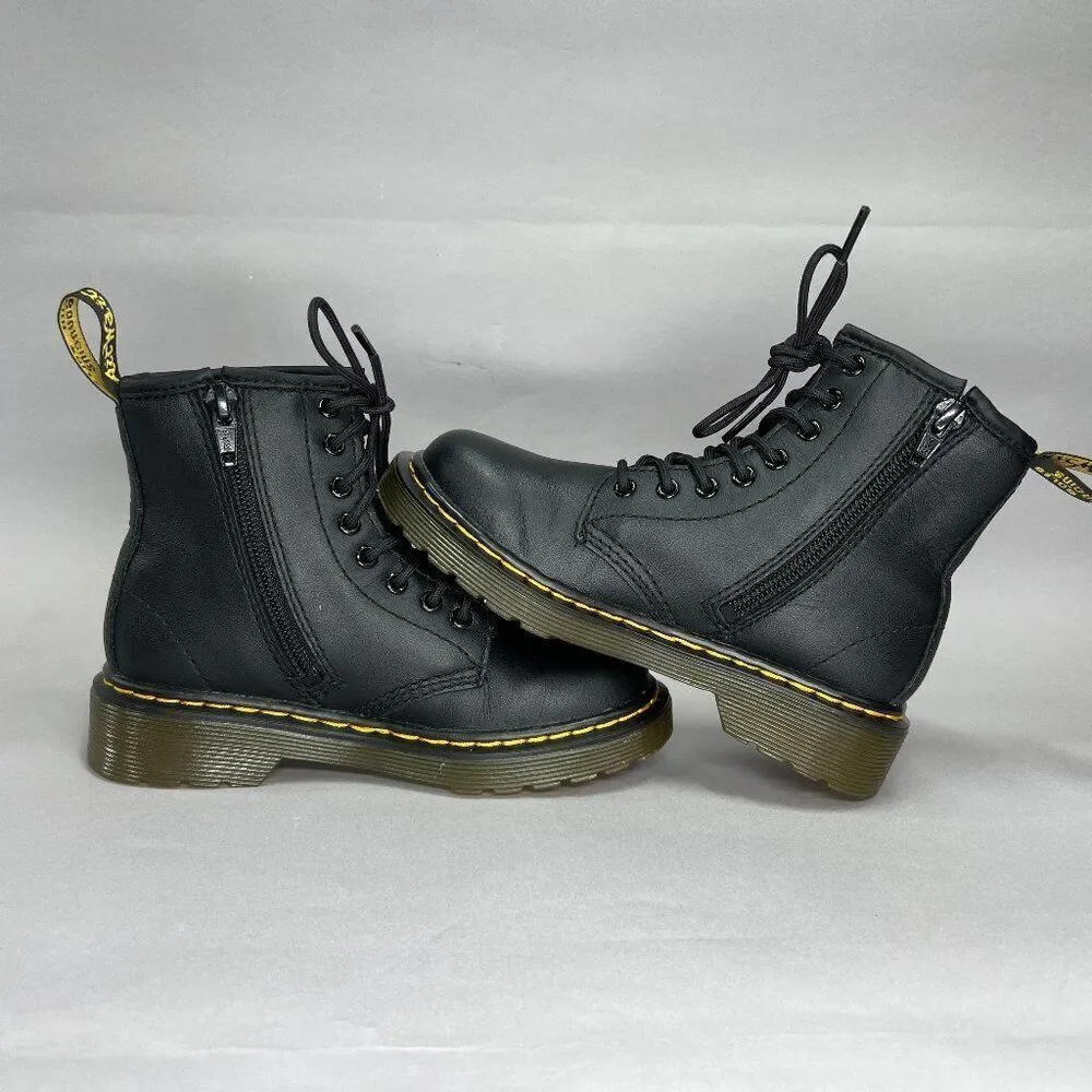 Dr. Martens Boots‎ Boy's Size 12 1460 Softy T Black Leather Lace Up Combat Boots